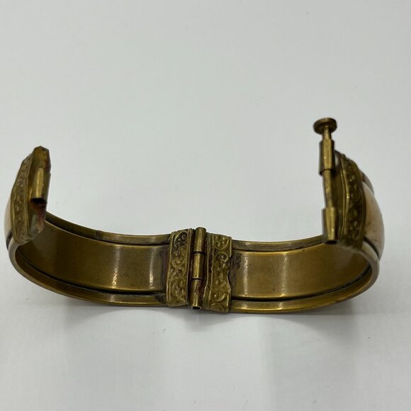 Vintage Brass Inlaid Tribal Bangle / Bracelet India JP231 - Picture 6 of 8